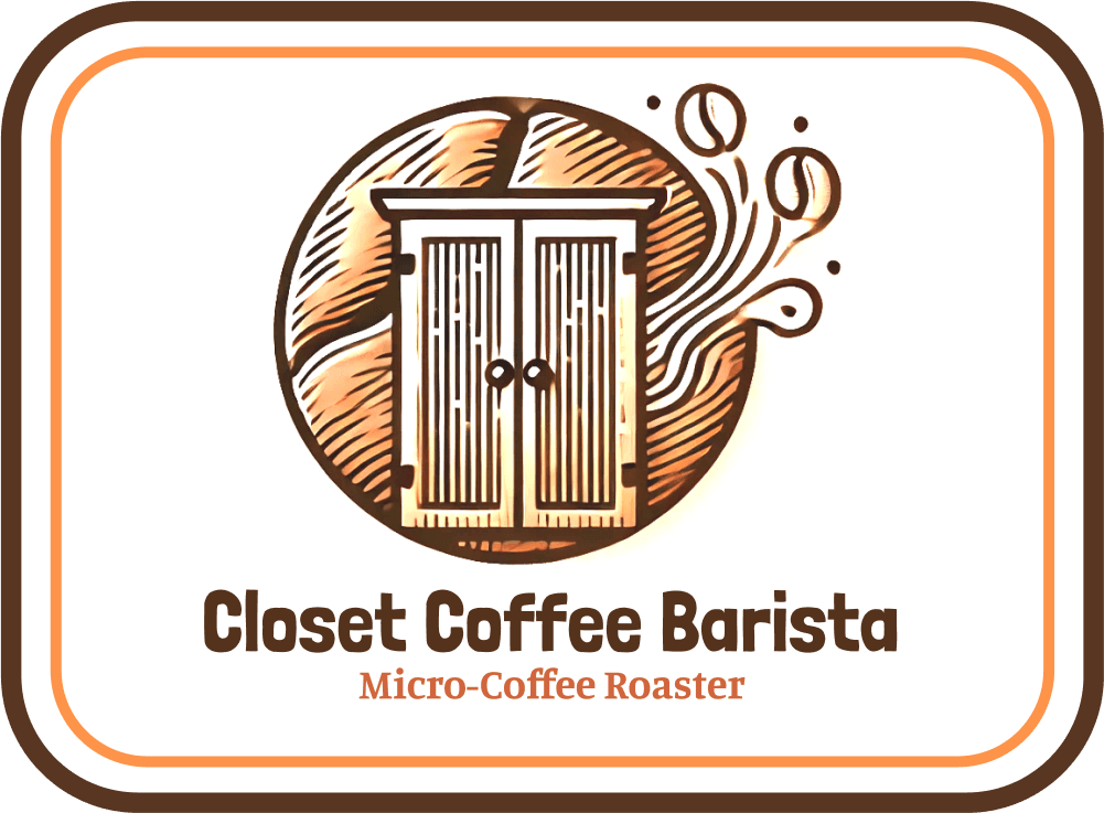 Closet Coffee Barista logo with a closet door design